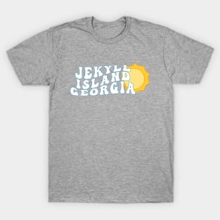 Jekyll Island Georgia Retro Wavy 1970s Sunshine Text T-Shirt